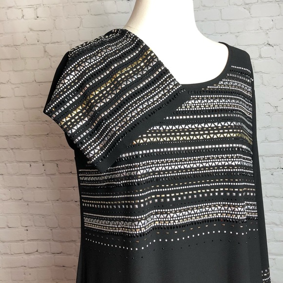 Alfani Black Dress Embellished Metallic Detailing - Picture 2 of 6